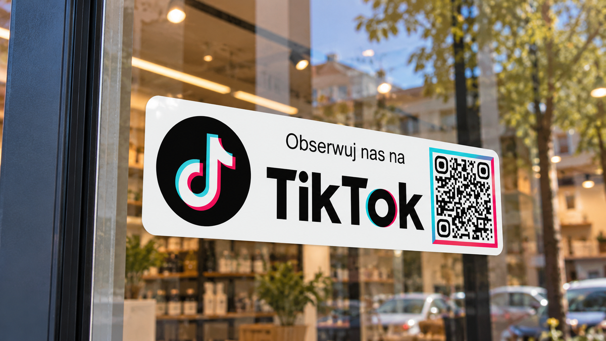 Personalizowana prostokątna naklejka z kodem QR do TikToka