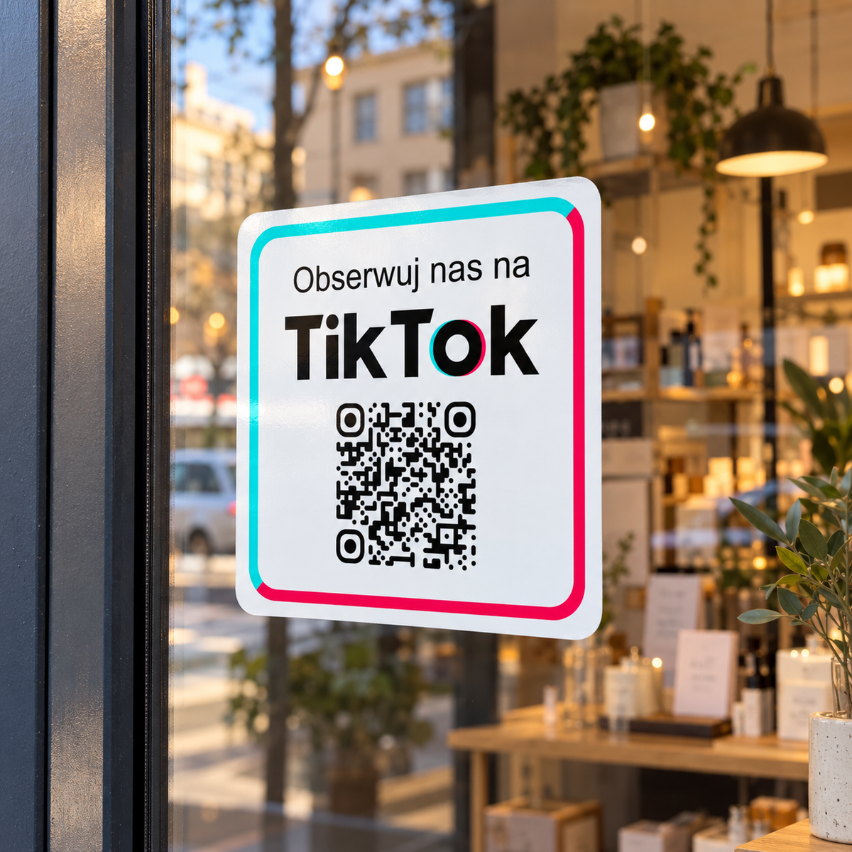 Personalizowana kwadratowa naklejka z kodem QR do TikToka