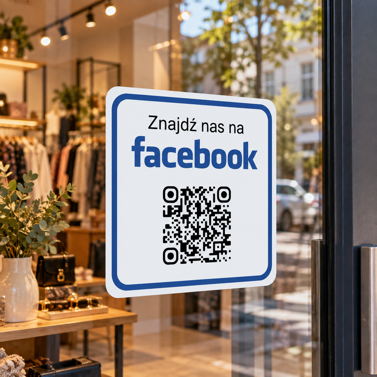 Personalizowana kwadratowa naklejka z kodem QR do Facebooka