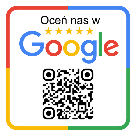 Personalizowana kwadratowa naklejka z kodem QR do opinii Google