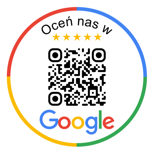 Personalizowana okrągła naklejka z kodem QR do opinii Google