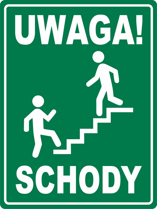 Naklejka Uwaga! Schody – znak ostrzegawczy