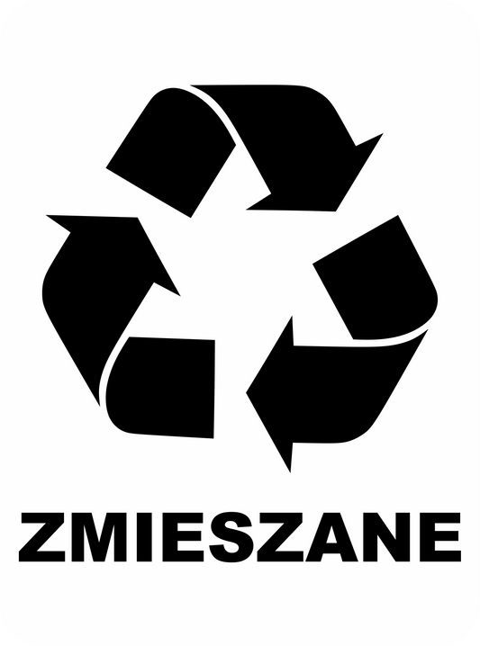 Naklejka Zmieszane na kosz do segregacji
