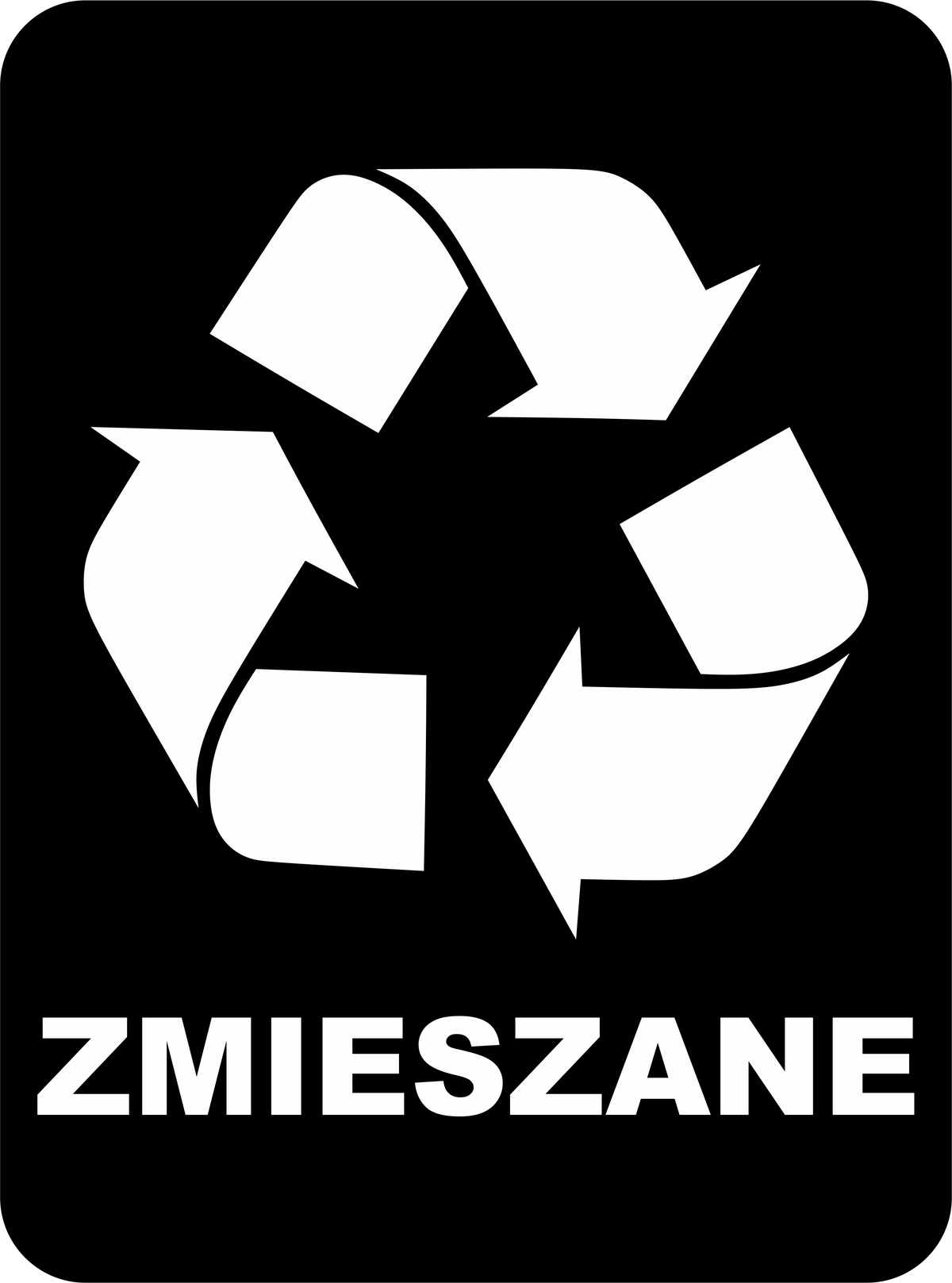 Naklejka Zmieszane na kosz do segregacji