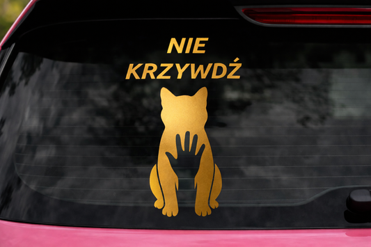 Naklejka kotek NIE KRZYWDŹ