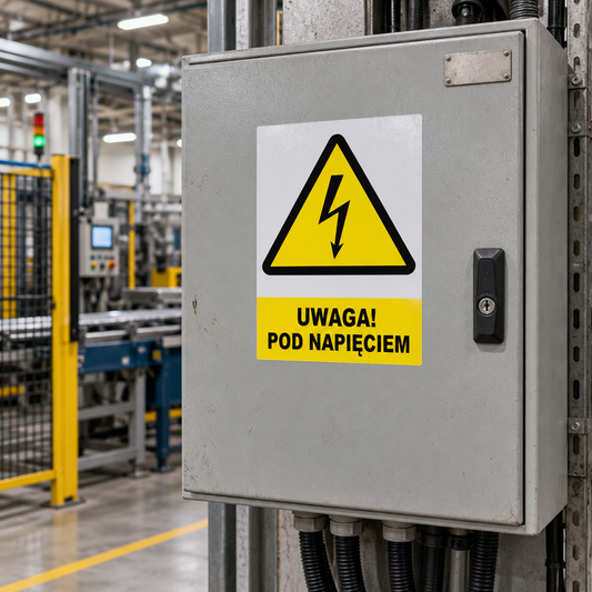 Naklejka Uwaga! Pod Napięciem – znak ostrzegawczy