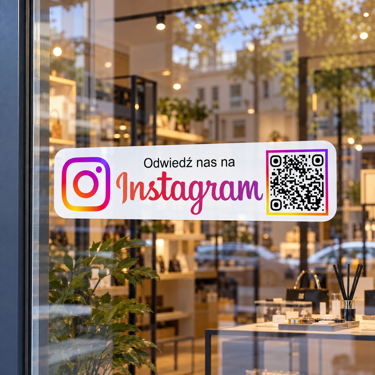 Personalizowana prostokątna naklejka z kodem QR do Instagrama firmy