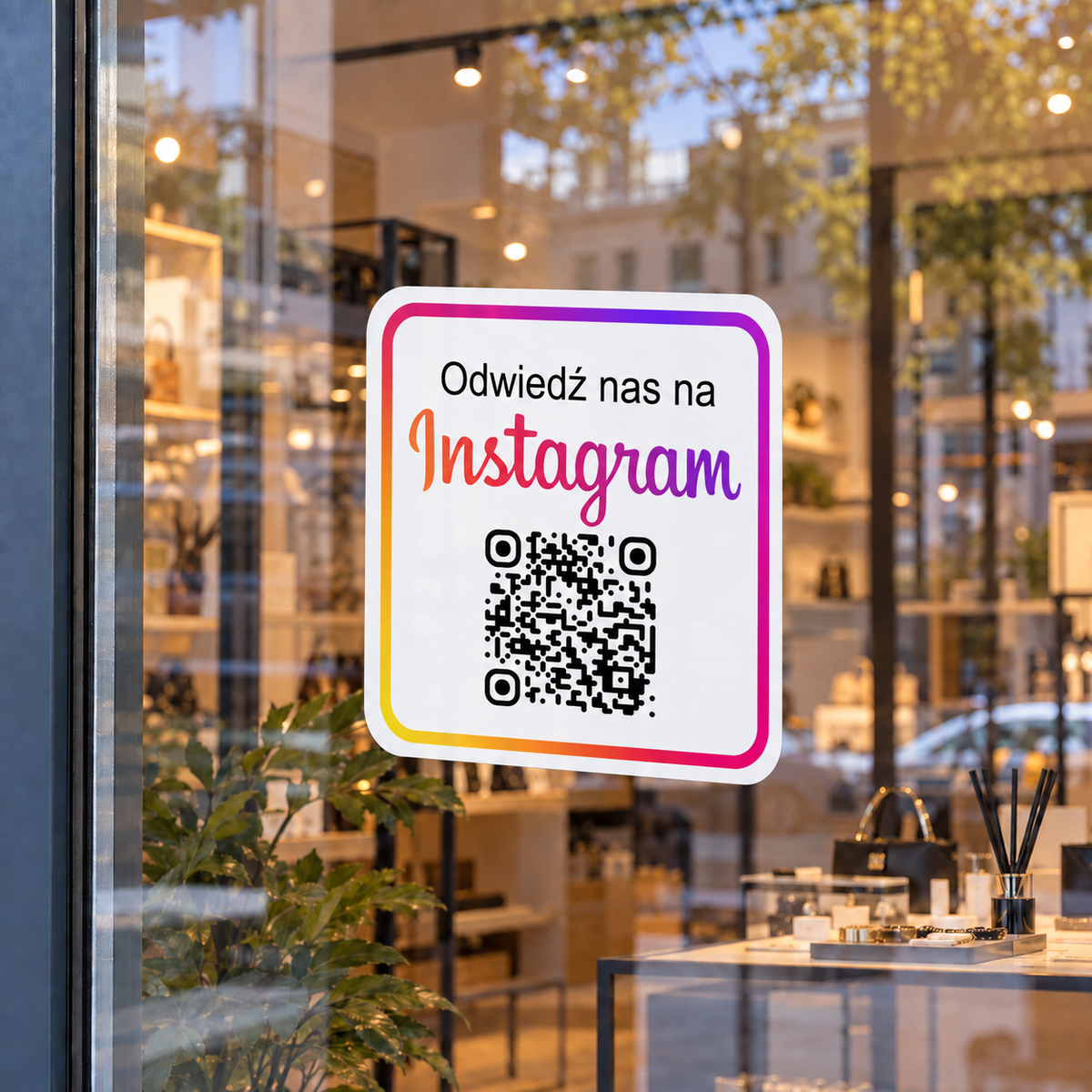 Personalizowana kwadratowa naklejka z kodem QR do Instagrama