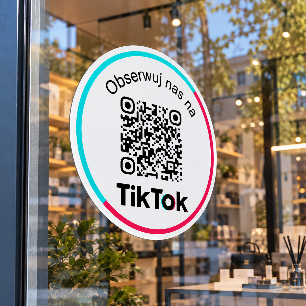 Personalizowana okrągła naklejka z kodem QR do TikToka