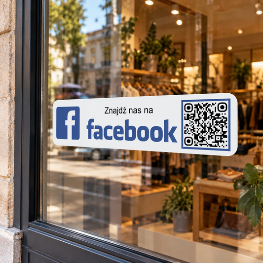 Personalizowana prostokątna naklejka z kodem QR do Facebooka