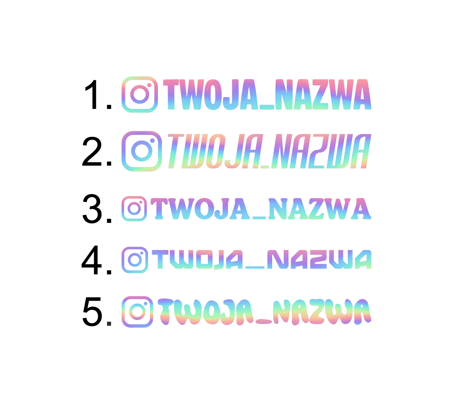Nazwa IG Holo - Holograficzna Naklejka z Twoją Nazwą IG