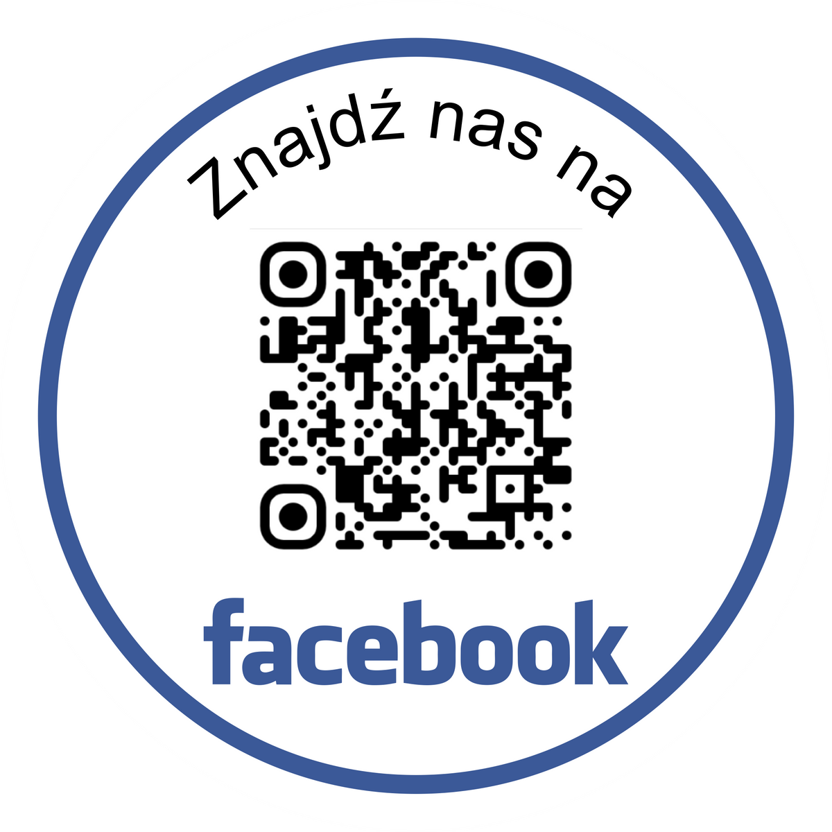 Personalizowana okrągła naklejka z kodem QR do Facebooka