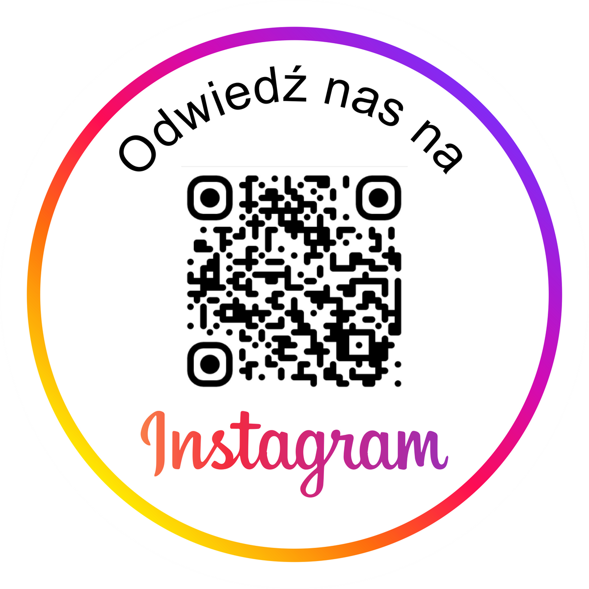 Personalizowana okrągła naklejka z kodem QR do Instagrama