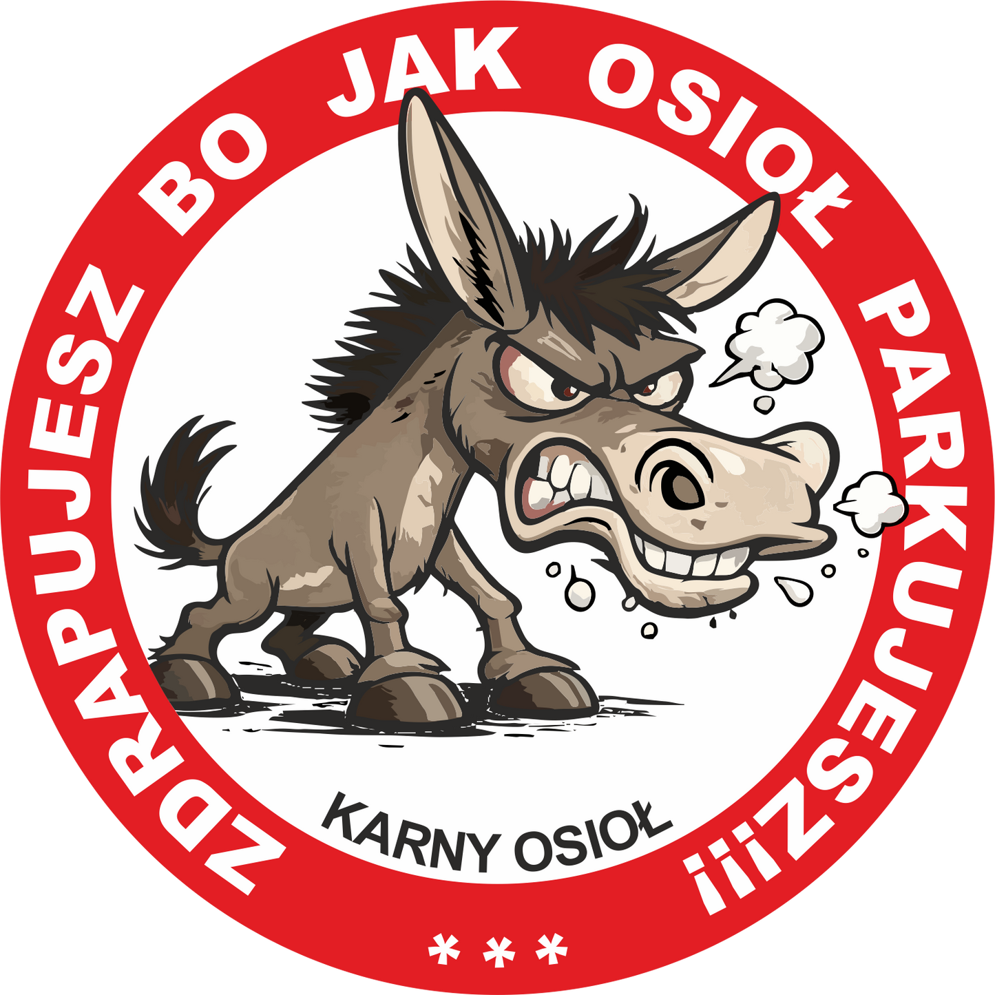 Naklejka Karny Osioł - 20 sztuk