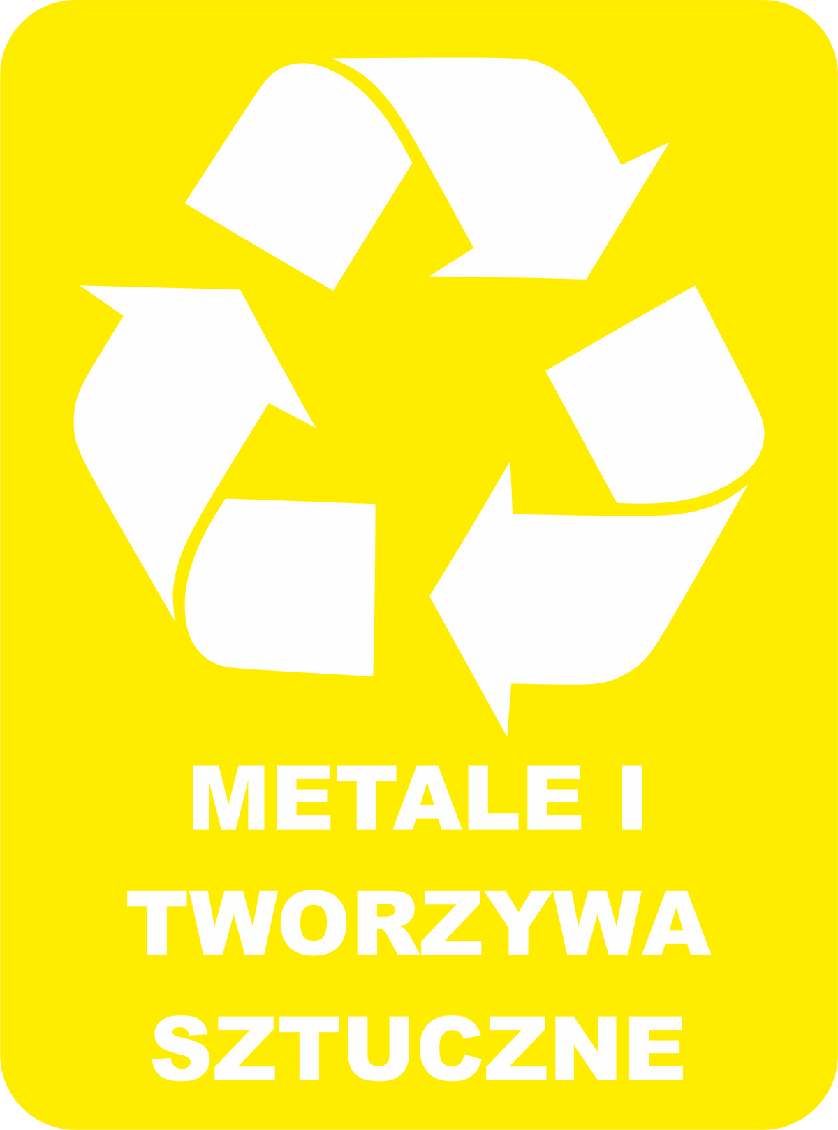 Naklejka Metale i tworzywa sztuczne na kosz do segregacji