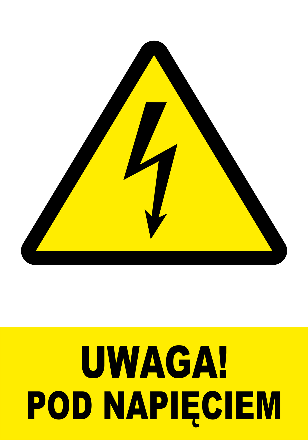 Naklejka Uwaga! Pod Napięciem – znak ostrzegawczy