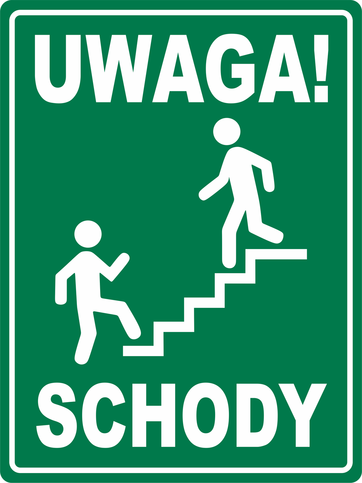 Naklejka Uwaga! Schody – znak ostrzegawczy
