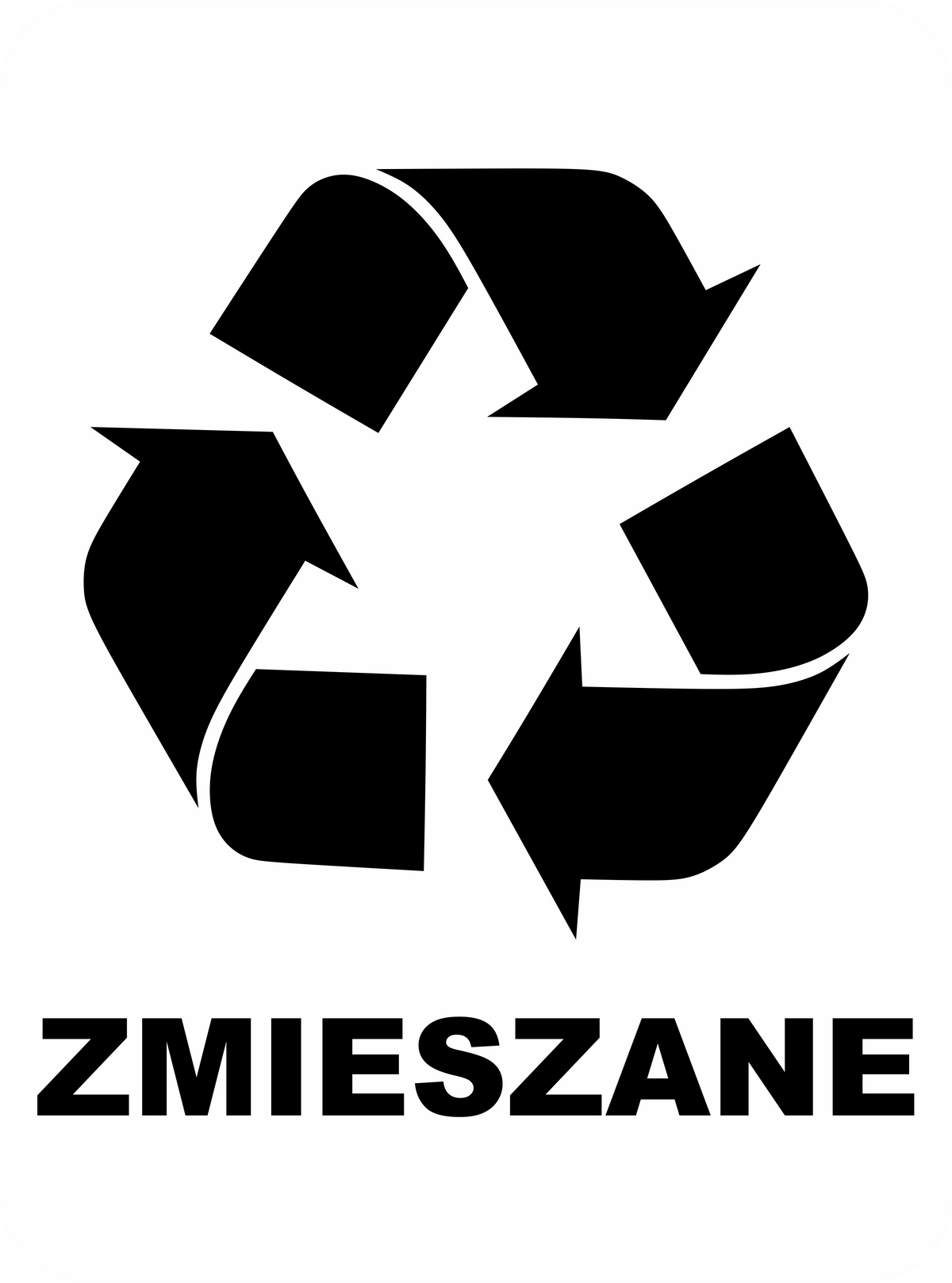 Naklejka Zmieszane na kosz do segregacji